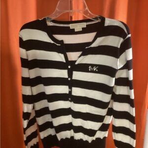 Michael Kors Black and White Striped Sweater